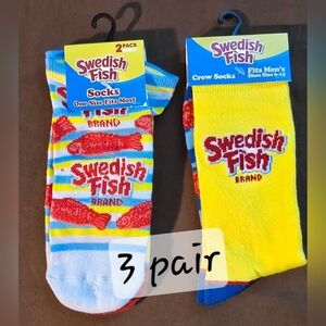 3 Pair Swedish Fish Candy Socks